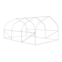 Outsunny Serre tunnel de jardin 4,5 x 3 x 2 m grande taille 6 fenêtres vert(m-7)