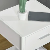 HOMCOM Set 2 Comodini Moderni, 2 Comodini da Camera da Letto e Soggiorno, con Cassetto e Ripiano Aperto, Design Moderno, in MDF e Acciaio, 45x40x60cm, Bianco(m-8)