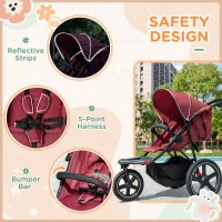 HOMCOM Foldable Three-Wheeler Baby Stroller w/ Canopy, Storage Basket - Red(m-8)