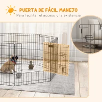 PawHut Parque de Juegos para Perros 8 Paneles 61x61 cm Jaula Metálica para Mascotas con Puerta y Doble Cerradura Negro(m-7)
