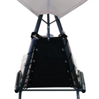 Outsunny Bain de Soleil transat à Bascule Design Contemporain avec Pare-Soleil et Matelas 1,65L x 1,26l x 1,8H m Acier époxy Noir Polyester Beige(m-9)