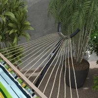 Outsunny Supporto per Amaca da 330 cm max con 6 Fori e Rotelle, in Metallo, 290x120x115 cm, Nero(m-8)