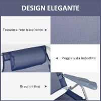 Outsunny Set 2 Sedie da Pesca Pieghevoli e Reclinabili su 6 Livelli con Poggiatesta Imbottito, 62x65x80 cm(m-6)
