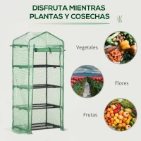 Outsunny Invernadero de Jardín con 4 Estantes y Cubierta de PE 140g/m² Tipo Caseta de Tubo Acero Vivero Casero para Cultivo de Plantas Flores Macetas Balcón Terraza 70x50x160 cm Verde(m-7)