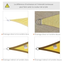 Outsunny Voile d'ombrage Triangulaire Grande Taille 6 x 6 x 6 m Polyester imperméabilisé Haute densité 160 g/m² Sable(m-6)