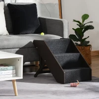 PawHut 3 Step Wooden Dog Steps Adjustable Pet Stairs for Dogs, Cat Ladder for Bed Couch(m-10)