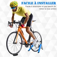 HOMCOM Home trainer vélo support d'entrainement pliable pour vélo de route roues 26 à 29 pouces gris métal bleu(m-4)