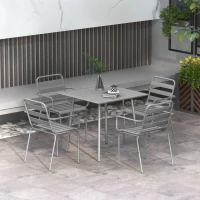Outsunny 5-teilige Gartensitzgruppe Outdoor Sitzgruppe Gartenmöbel-Set, wetterbeständig, modernes Design, 80 x 80 x 74 cm, Grau(m-2)