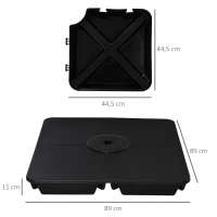 Outsunny Pied de parasol carré poids de supports pour parasol avec 4 plaques PP - A remplir d'eau ou de sable jusqu'à 80 kg - 89 x 89 x 11 cm noir(m-3)