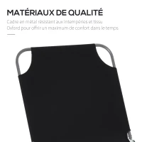 Outsunny Bain de Soleil transat Pliable Dossier réglable Multipositions métal et Polyester Noir(m-6)