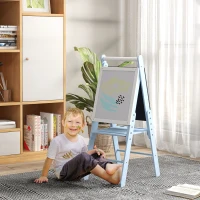 AIYAPLAY Three-In-One Easel for Kids, with Paper Roll, Adjustable Height - Blue(m-10)