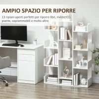 HOMCOM Mobile Libreria ad Albero con 13 Ripiani in Legno Truciolare, 96x30x150cm(m-5)
