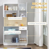 HOMCOM Küchenschrank, Buffet mit Aufsatz, Schubladen, Arbeitsplatte, 101x39x180cm, Weiß/Grau(m-4)