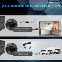 Outsunny Glacière élétrique portable congélateur et réfrigérateur avec 2 zones - contenance 45 L avec roues, poignée télescopique, 12/24 V DC et 110-240 V AC(m-6)