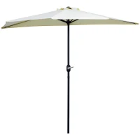 Outsunny Demi parasol Ø 2,6 m, parasol de balcon 5 entretoises acier polyester beige(m-10)