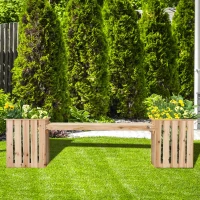 Outsunny 2 Seater Wooden Garden Planter & Bench Combination, Planter Box with Garden Bench for Patio, Park and Deck, 192 x 43 x 50 cm, Natural(m-2)