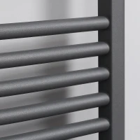 HOMCOM Curved Heated Towel Rail, Hydronic Bathroom Ladder Radiator Towel Warmer For Central Heating 600mm x 1200mm, Grey(m-9)