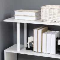 HOMCOM Scrivania Angolare Moderna in Truciolato per Ufficio e Studio con Ripiano a 4 Livelli, 120x80x176 cm, Bianco(m-7)