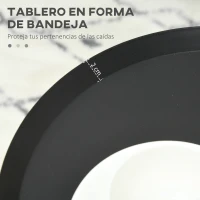 HOMCOM Juego de 2 Mesitas Auxiliares Redondas con Tapa en Forma de Bandeja y Patas de Horquilla Ø40x45 cm y Ø35x40 cm Negro(m-5)