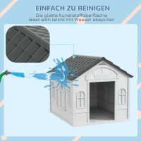 PawHut Hundehütte mit Satteldach, wetterfest, Kunststoff, 65 x 75,7 x 63 cm, Grau(m-5)