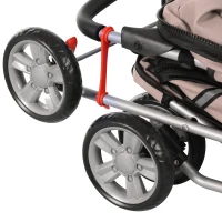 PawHut Poussette buggy pliable animaux chariot pliante chien chat porte-gobelet panier de rangement inclus roues avec frein tissu 600D Oxford acier 75 x 45 x 97 cm marron(m-9)