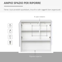 kleankin Armadietto Specchiera Bagno, Specchio Bagno Contenitore con Fissaggio a Muro, 54x15x55cm, Bianco(m-4)