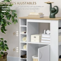 HOMCOM Mueble Auxiliar con Ruedas Carrito de Cocina de Estilo Moderno con Puerta y Compartimientos 75x39,5x88 cm Blanco(m-5)