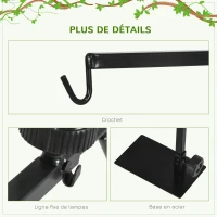 PawHut Support de lampe chauffante pour reptiles hauteur et largeur réglables pour amphibiens base en acier 32 x 9 x 67 cm noir(m-6)