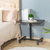 HOMCOM Laptop Table Height Adjustable, Mobile Laptop Stand with Wheels, Sofa Side Table for Home Office, Black(m-7)