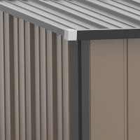 Outsunny Gerätehaus 1,34 m² Geräteschrank mit Pultdach abschließbar Gartenhaus Geräteschuppen aus verzinkter Stahl 161,5 x 94,5 x 196 cm Braun(m-9)