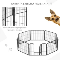 PawHut Recinto Recinzione box per Animali Cani Gatti Cuccioli Roditori Rete Gabbia di Ferro per Esterno Giardino 80x60cm 8pz(m-4)