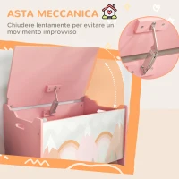 ZONEKIZ Baule Portagiochi per Bambini con Coperchio e Cerniera di Sicurezza in MDF, 60x37x39cm, Rosa(m-5)