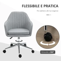 Vinsetto Sedia da Ufficio in Tessuto con Seduta Girevole e Altezza Regolabile, Grigio Chiaro(m-5)