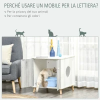 PawHut Mobile Lettiera per Gatti Fino 5.5kg con Foro d'Ingresso Laterale, 60x55x62.5cm - Bianco e Grigio(m-4)