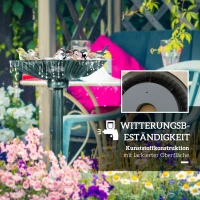 Outsunny Vogeltränke, Vogelbad mit Statuen, 2 Becken, Kunststoff, antiker Look, 49,5L x 38B x 81H cm, Dunkelgrün(m-6)