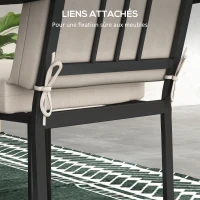 Outsunny Lot de 2 coussins d'extérieur pour fauteuil chaise à dossier avec attaches rembourrage 8 cm, dim. 112L x 51l cm, beige(m-6)