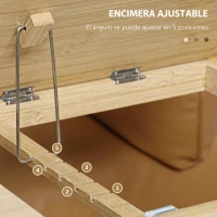 HOMCOM Mesa Auxiliar de Bambú en Forma de C con Encimera Abatible y Ángulo Ajustable 140-180° 60x33x67 cm Natural(m-6)