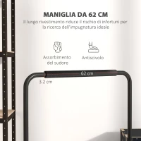 SPORTNOW Set 2 Barre per Dip Regolabile su 4 Altezze con Maniglie Antiscivolo in Acciaio, 70x50x80-105 cm, Nero(m-6)