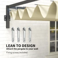 Outsunny 3 x 4m Steel Pergola, with Retractable Canopy - Khaki(m-4)