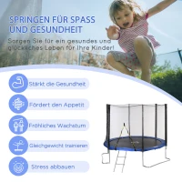 HOMCOM Trampolin Ø345 cm Gartentrampolin mit Sicherheitsnetz Randabdeckung gepolstert Stahl Schwarz+Blau bis 100 kg(m-7)