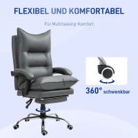 Vinsetto Ergonomischer Bürostuhl, verstellbare Sitzhöhe, neigbare Rückenlehne, Kunstleder, Dunkelgrau(m-6)