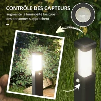 Outsunny Lot de 2 lampes d'extérieur, bornes lumineuse LED, Etanche IP65, Lanterne pour les chemins et les allées - noir(m-5)