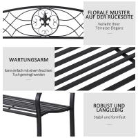 Outsunny 2-Sitzer Sitzbank Gartenbank mit Armlehnen Metallbank Bank Landhausstil Metall Schwarz 129 x 50 x 91 cm(m-5)