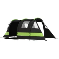 Outsunny Four Man, Two Room Blackout Tent, with Accessories - Black(m-1)