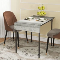 HOMCOM Four-Person Drop Leaf Dining Table - Grey(m-7)
