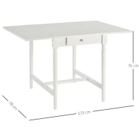 HOMCOM Table à manger 4 personnes avec rallonges dim. 115L x 78l x 76H cm tiroir intégré MDF pin blanc(m-3)