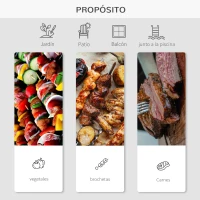 Outsunny Barbacoa de Carbón BBQ Multifuncional Parrillas Asador con Estantes y Ruedas Parilla de Carbón Vegetal del Aire Libre con Rejilla de Mantener Caliente Jardín Patio Picnic Acampada(m-6)