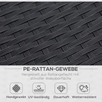 Outsunny Garten Möbelset für 4 Personen Sitzgarnitur, 3 Sofa, Couchtisch, mit Sitzkissen, Kunststoff Rattan, Schwarz(m-5)