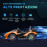 HOMCOM Macchina Elettrica per Bambini Lamborghini con Telecomando, Fari LED e Musica, Età 3+ Anni, Arancione(m-4)