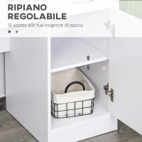 HOMCOM Scrivania Moderna per PC e Computer con 2 Cassetti e 1 Armadietto, Scrivania con Libreria Salvaspazio per Ufficio o Camera in Legno, Bianco(m-5)